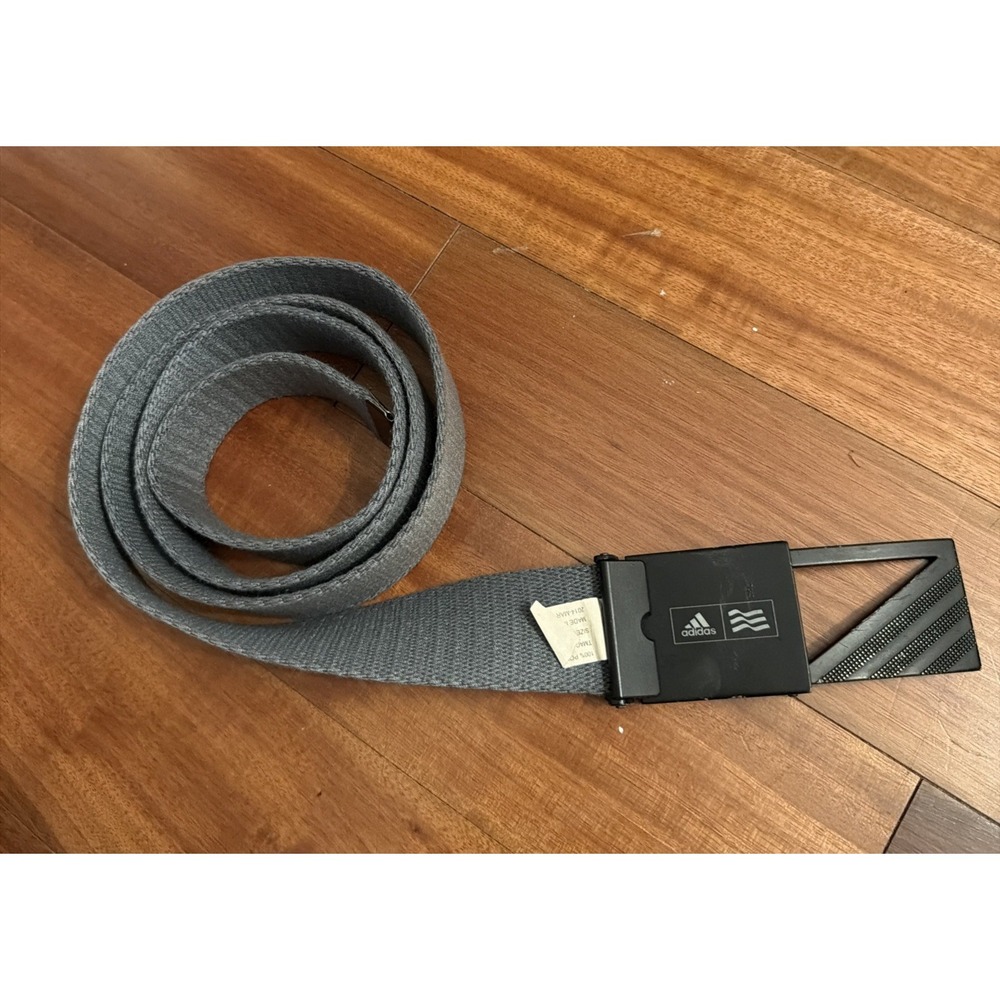 Adidas Men's One Size Adjustable Gray Performance Webbed Belt with Black Buckle